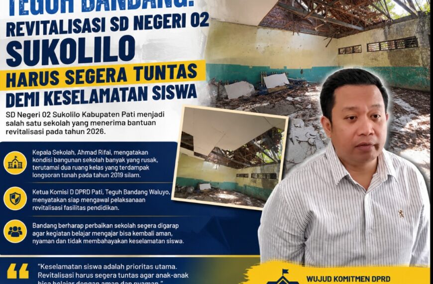Teguh Bandang: Revitalisasi SD Negeri 02 Sukolilo Harus Segera Tuntas Demi Keselamatan Siswa
